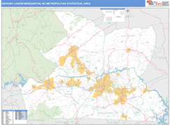 Hickory-Lenoir-Morganton Metro Area Digital Map Basic Style